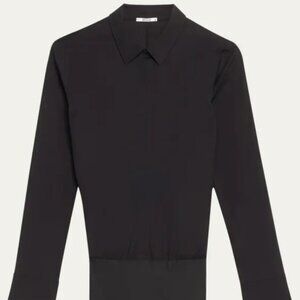 Wolford Black Cotton Poplin Blouse Bodysuit- FREE SHIPPING!